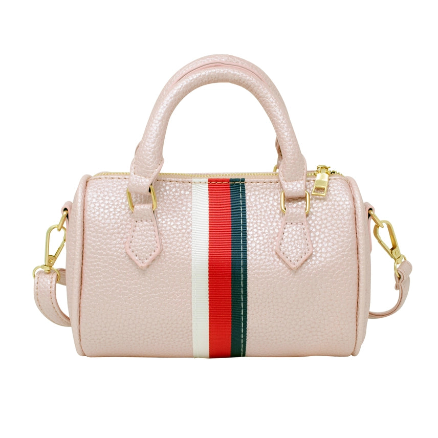 Leather Striped Duffle Handbag - 3 Colors