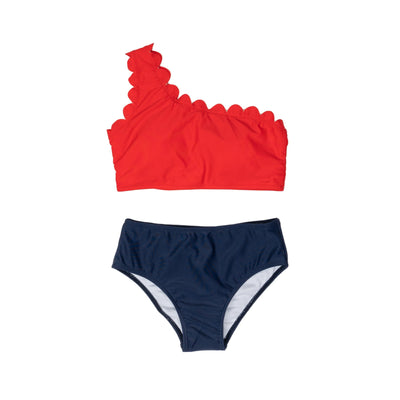 Bahama Navy and Red Scallop Two Piece