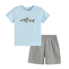 Blue Shark Applique Tee and Shorts Set