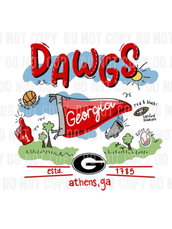 Georgia Bulldogs Dawgs Doodle T Shirt