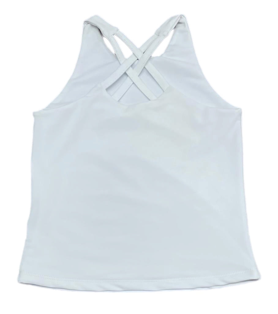 Cross Back White Athleisure Top