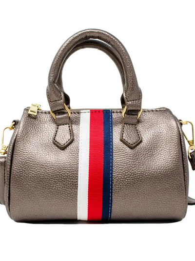 Leather Striped Duffle Handbag - 3 Colors