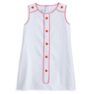 Maizy Shift Dress White Pique with Pink