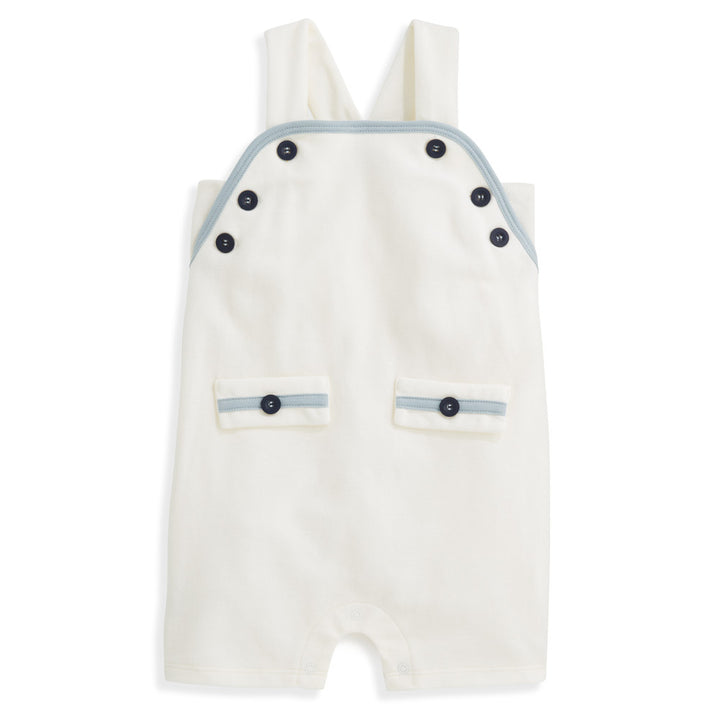 Mott Pique Romper Ivory with Moody Blue