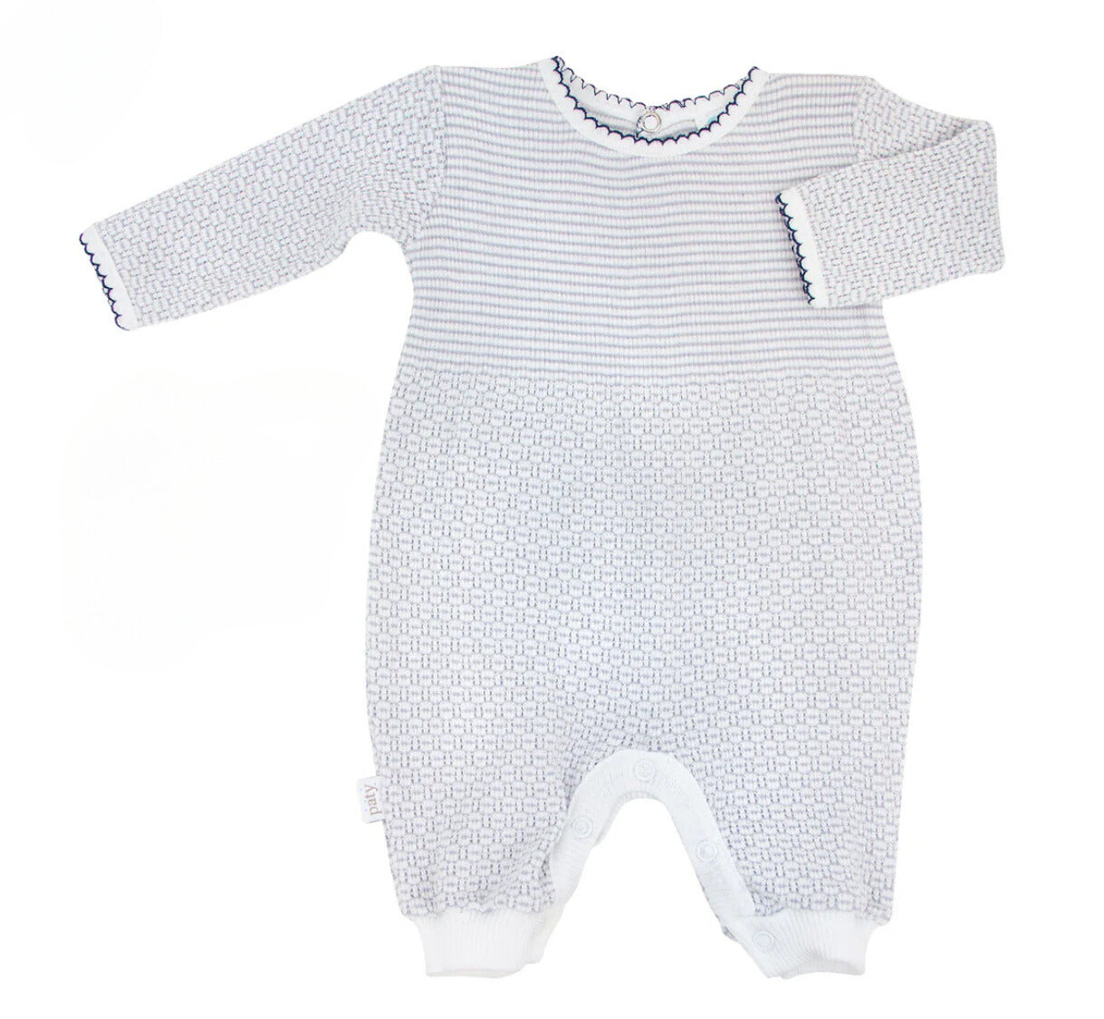 LS Romper with Key Hole Back - Gray/Navy/Blue