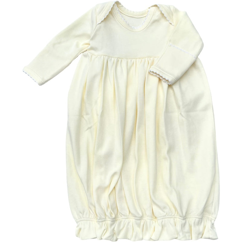 LS Yellow with White Picot Trim Baby Lap Shoulder Gown
