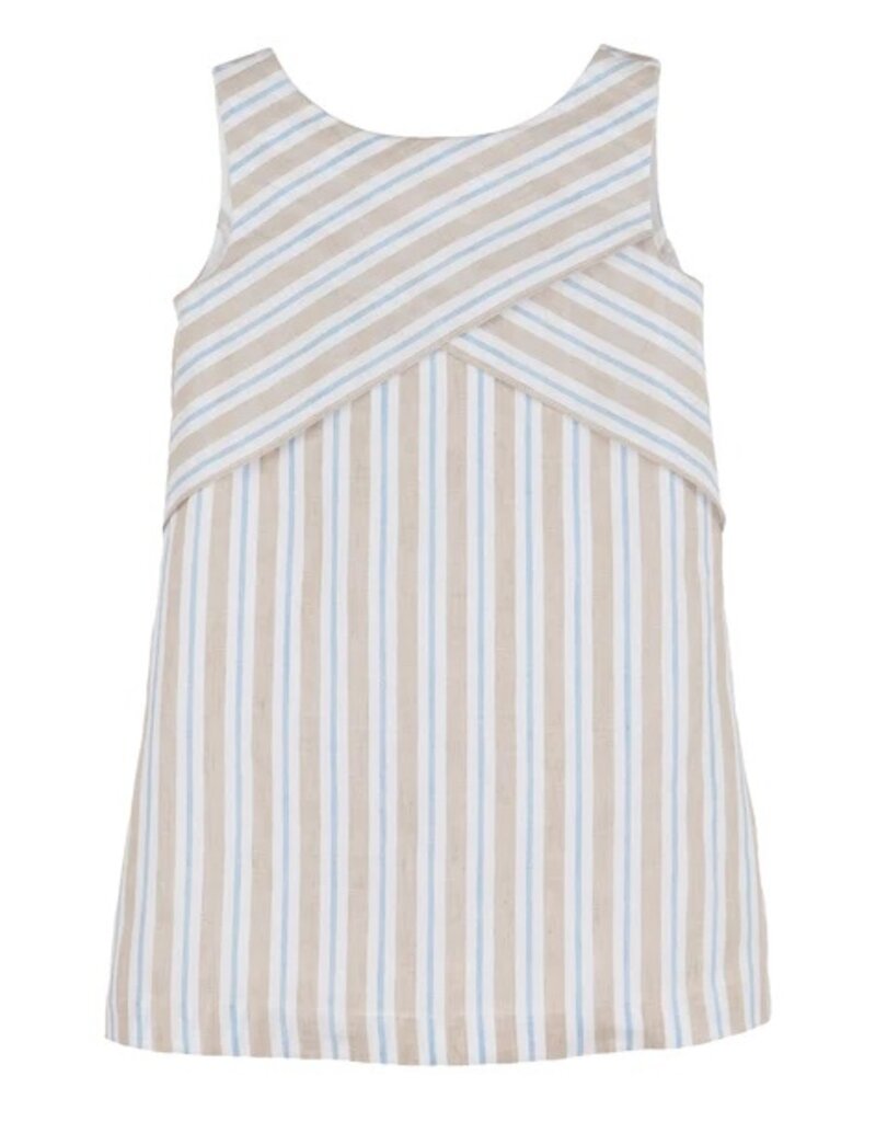Beige Stripes Cross Front Dress