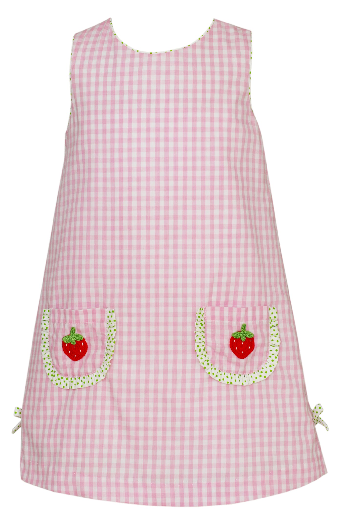 Pink Plaid Strawberry Jumper with Pockets