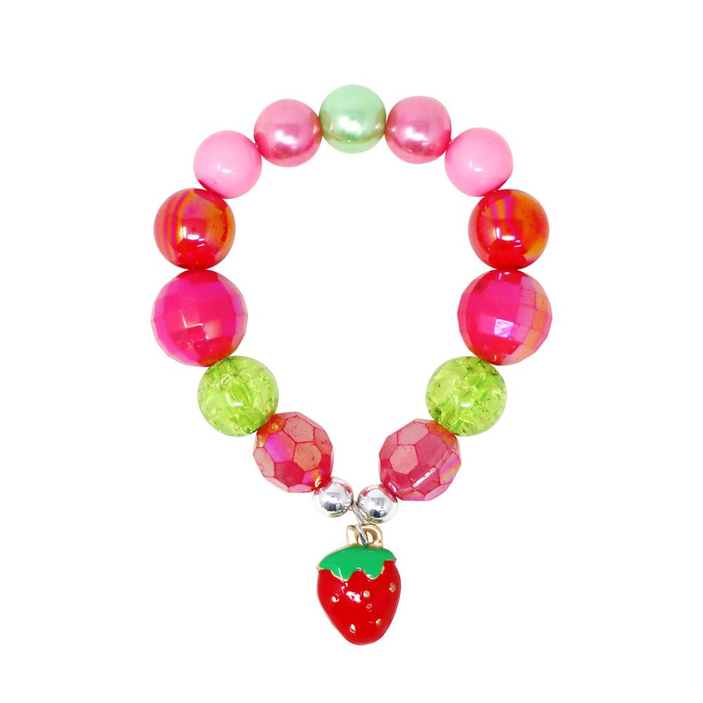 Hot Pink Strawberry Charm Bracelet