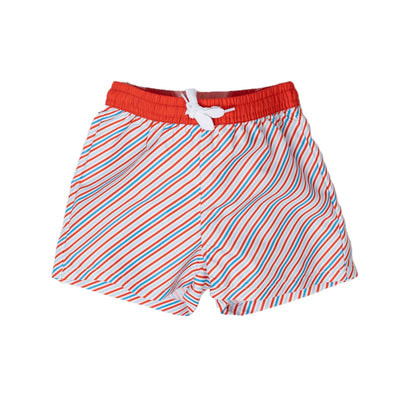 Red White & Blue Stripe Swim Trunks