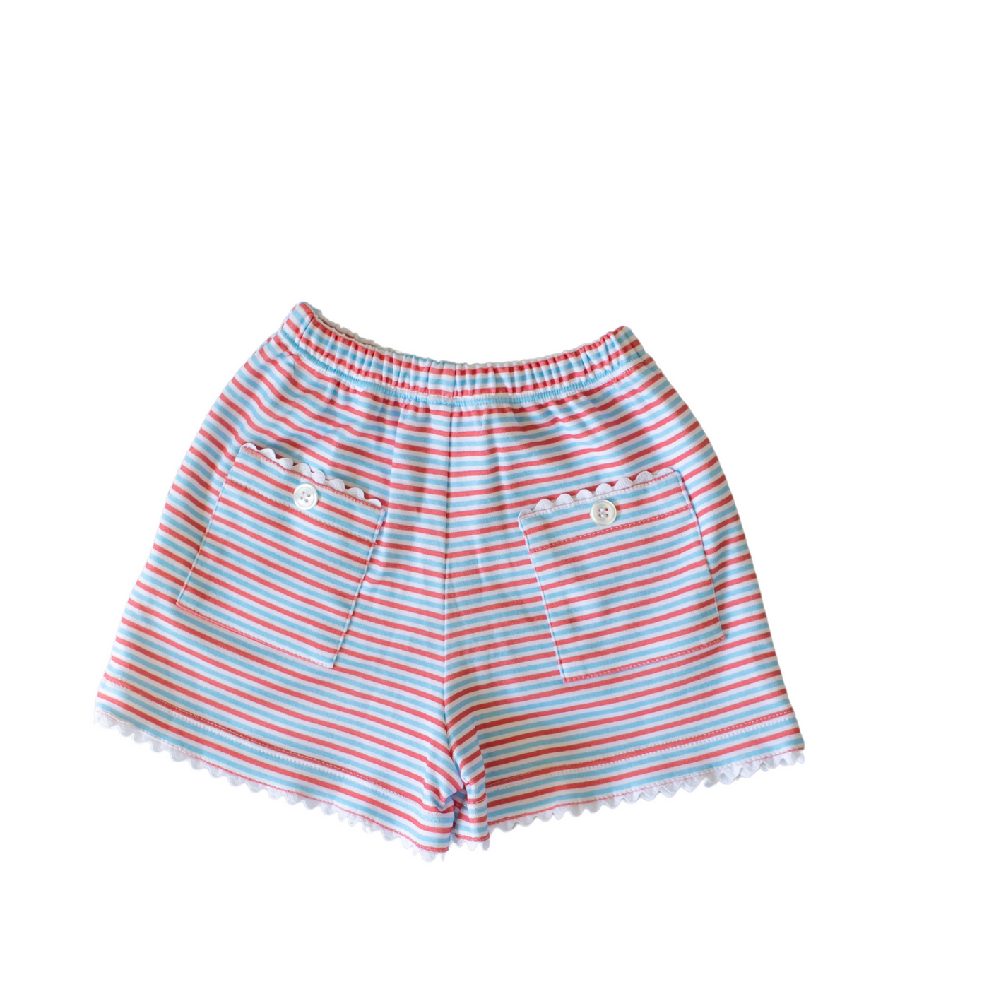 Knit Stripe Shorts - Watermelon / Blue