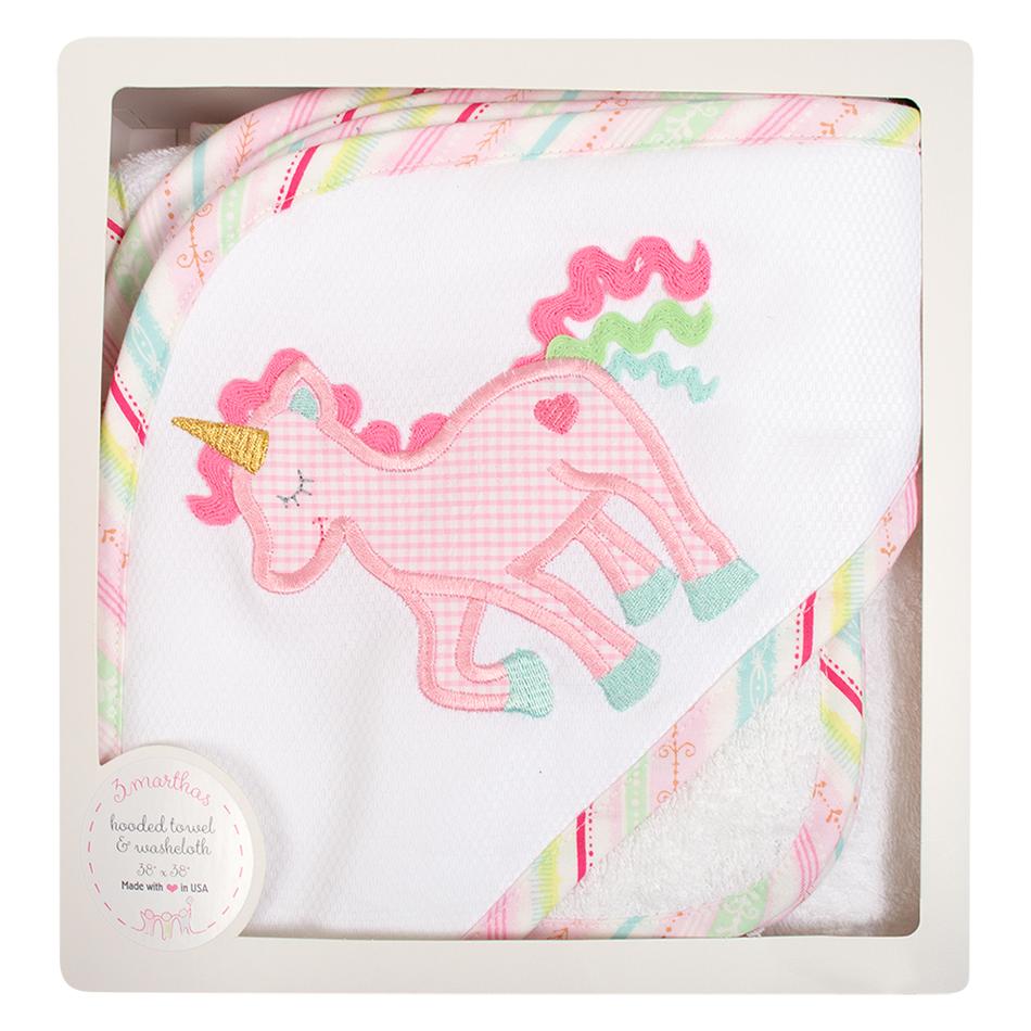 Unicorn Boxed Hooded Towel & Washcloth Set