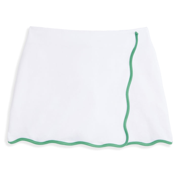 Scalloped Tennis Skort - White with Green
