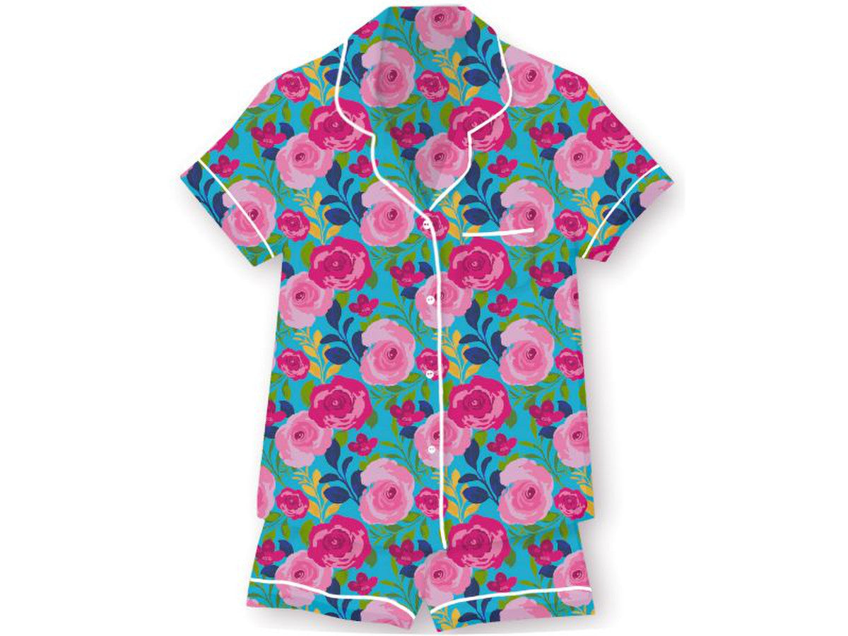 Kids Blossom In Love Silky Satin Pajama Short Set