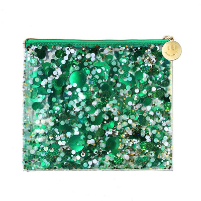 Spirit Squad Confetti Everything Pouch- Green with Envy