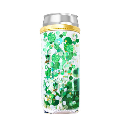 Spirit Squad Confetti Skinny Can Cooler - Green with Envy