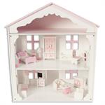 Wooden Doll House with 17pc Furniture