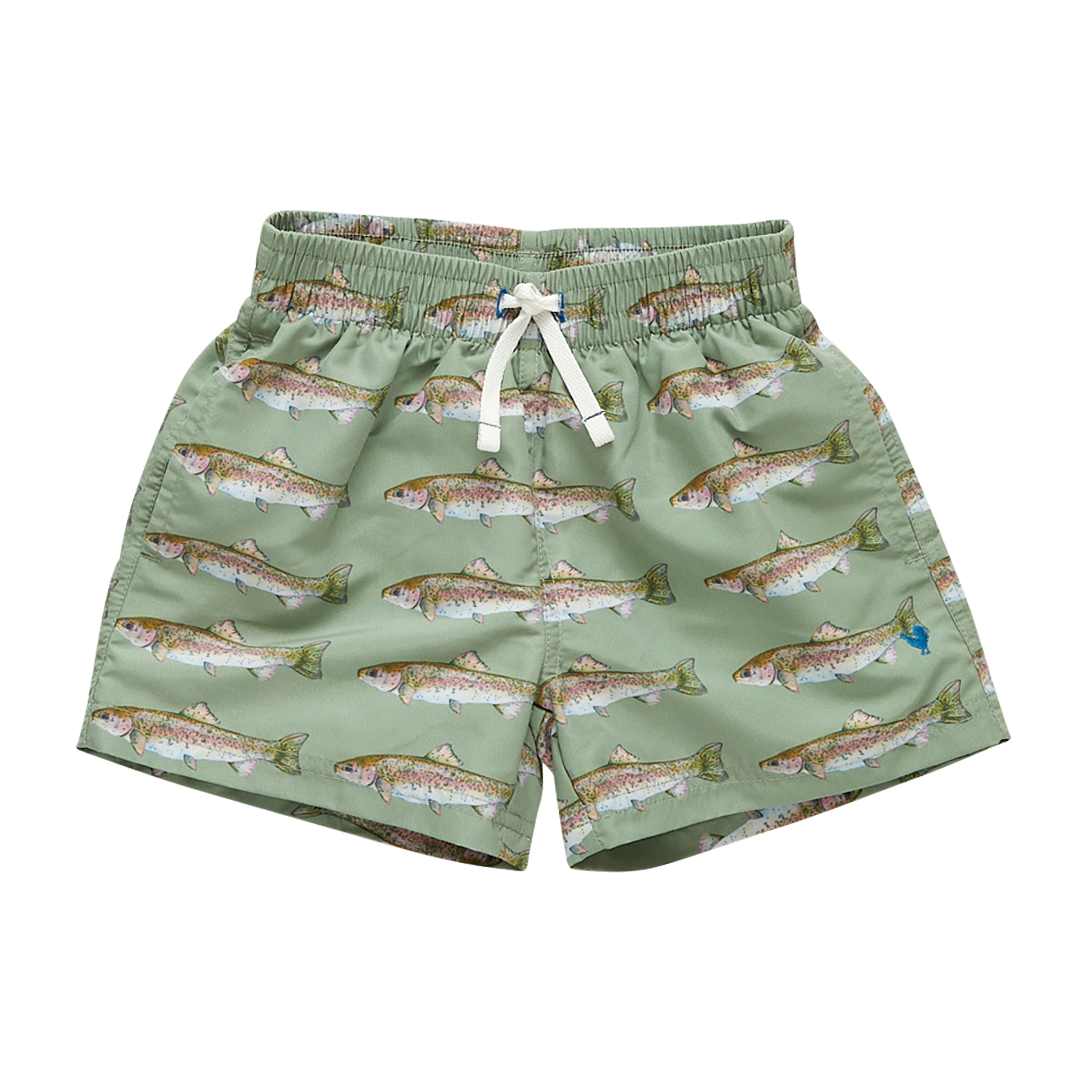 Olive Rainbow Trout - Baby and Boys Swim Trunks