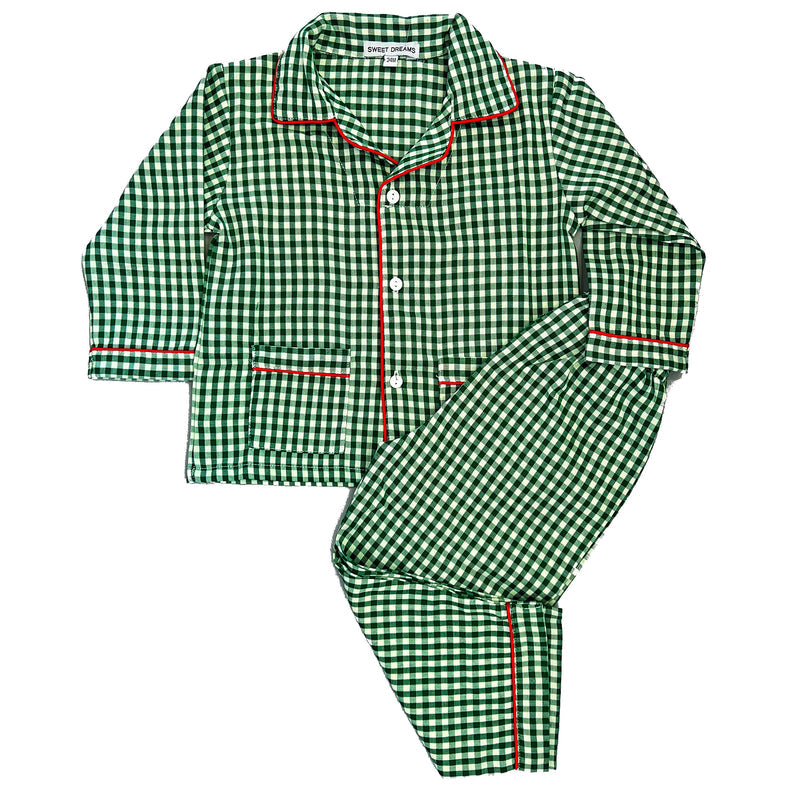 Green gingham pajamas sale