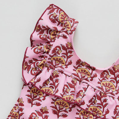 Quinn Suit - Pink Posey Block Print