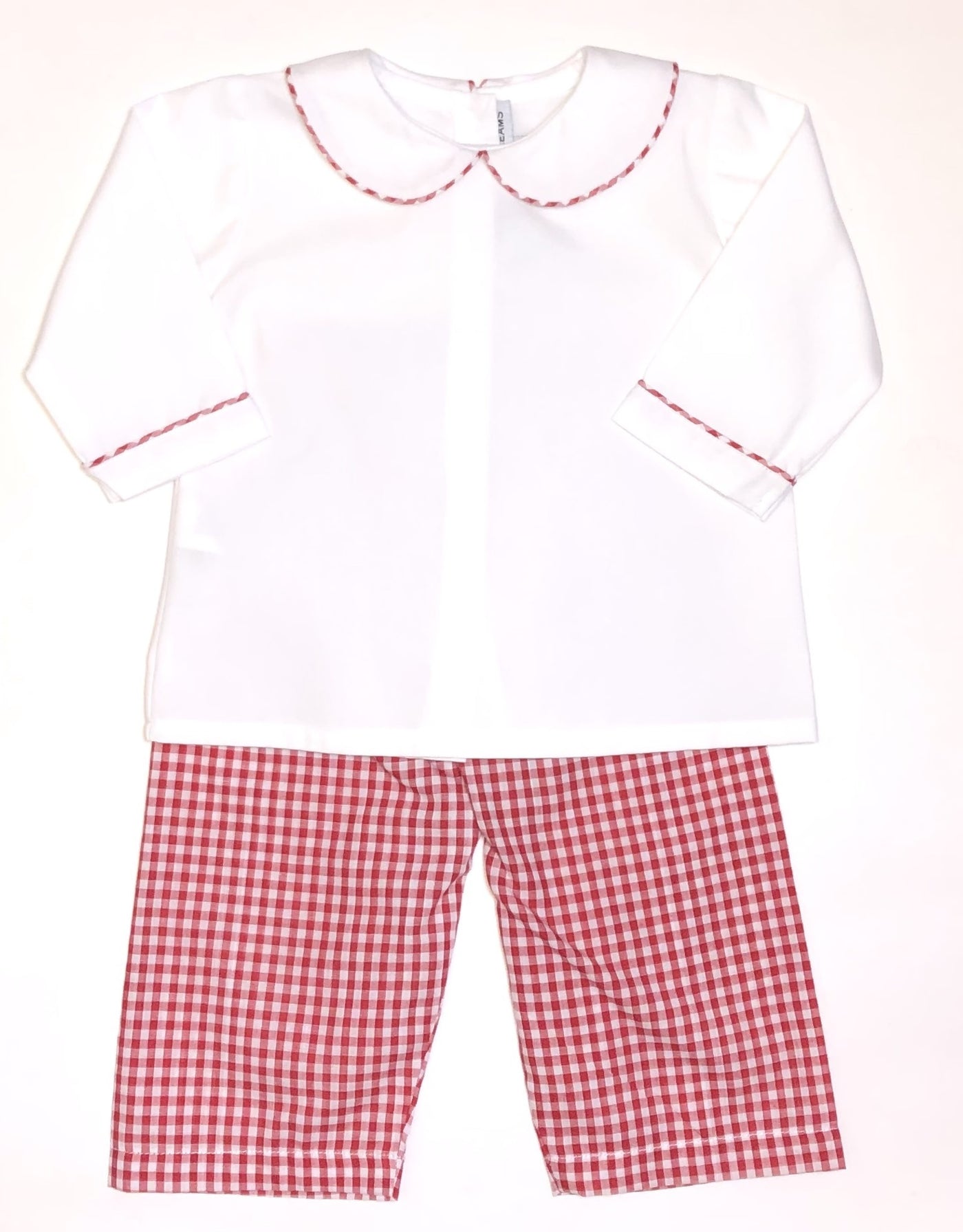 White/Red Gingham Pants Set
