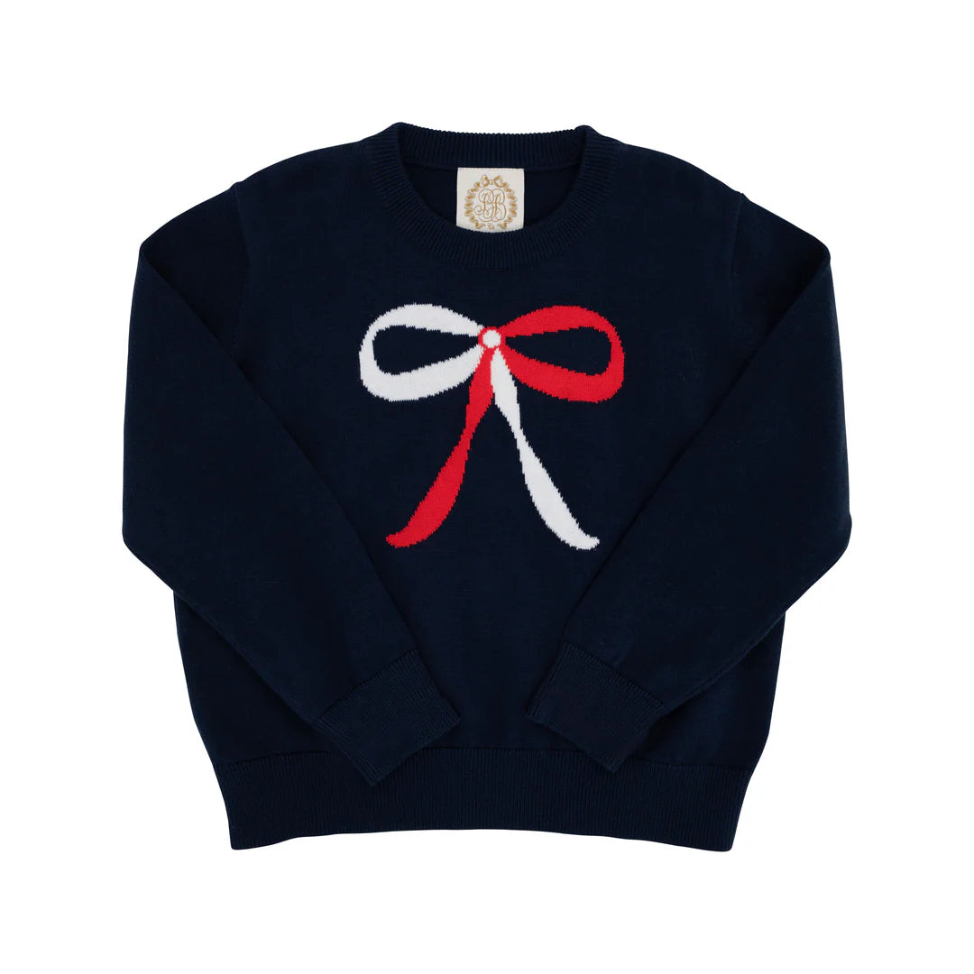 Isabelle's Intarsia Sweater Nantucket Navy Bows