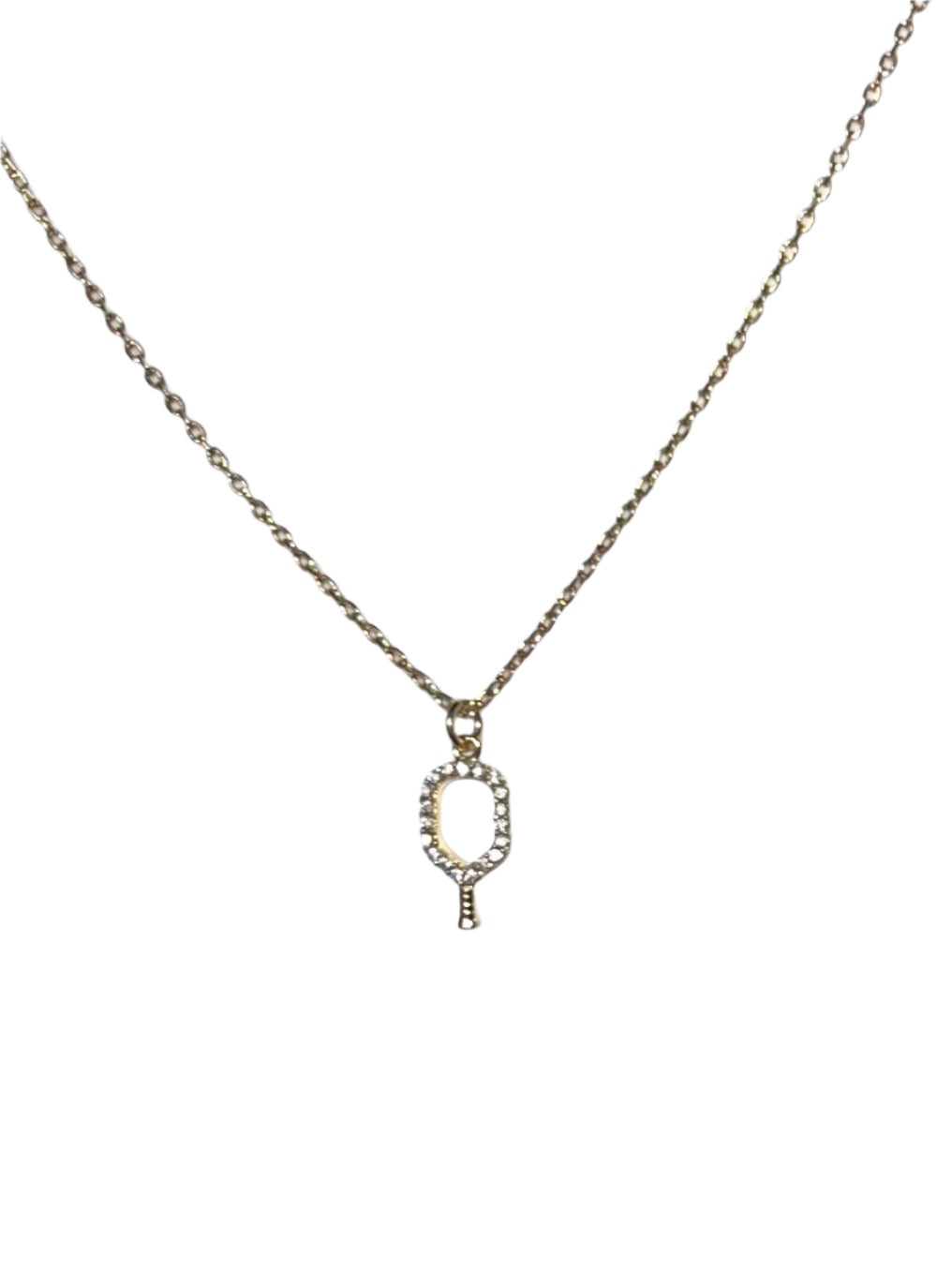 Gold with Diamond Racquet Necklace