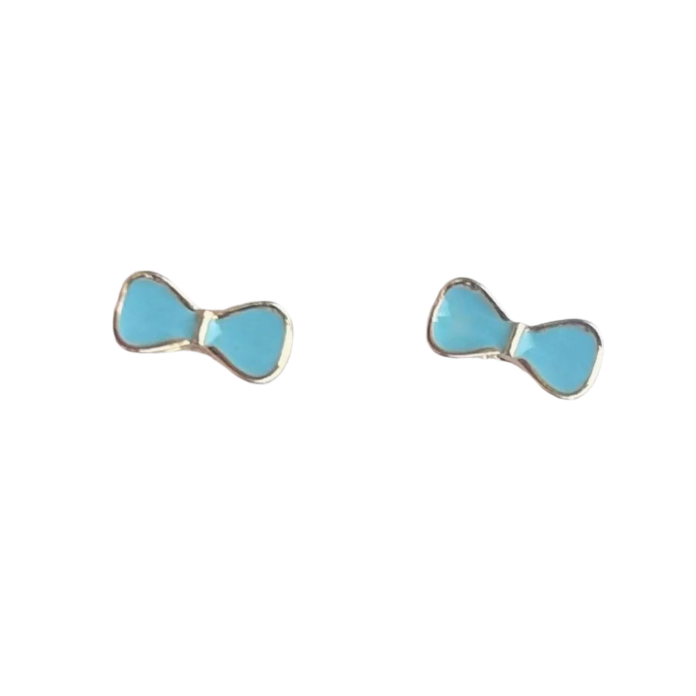 Blue & Gold Bow Tie Earrings