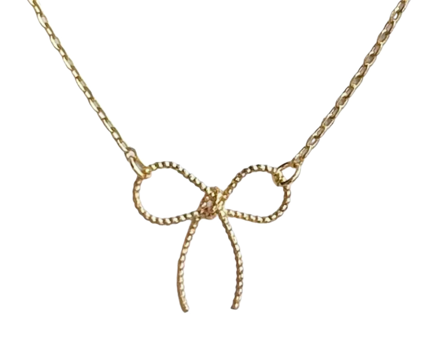 Textured Gold Bow Necklace