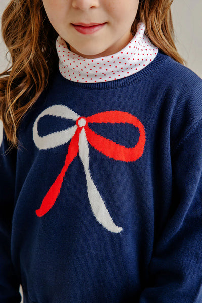 Isabelle's Intarsia Sweater Nantucket Navy Bows