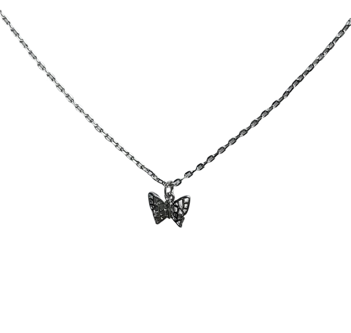 Silver Butterfly Pendant Necklace
