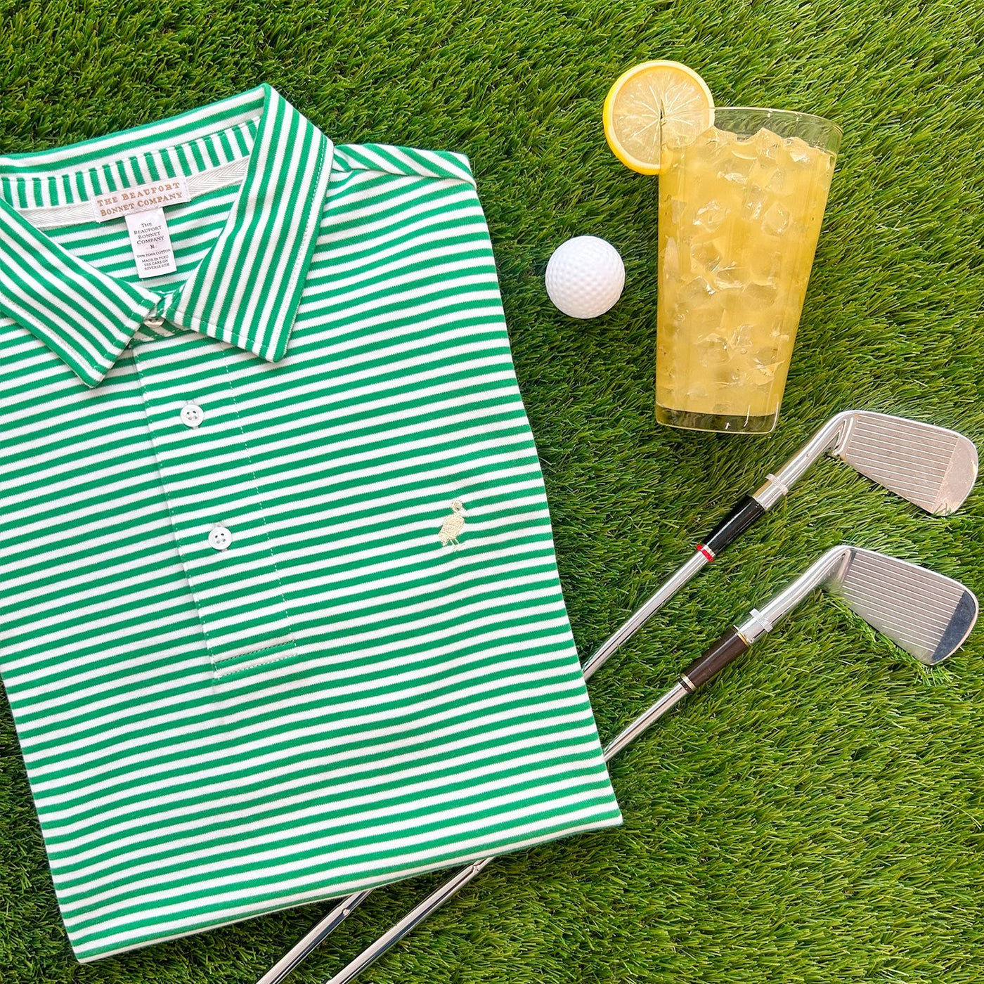 Croquet Party Polo Kiawah Kelly Green Stripe