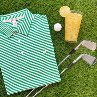 Croquet Party Polo Kiawah Kelly Green Stripe