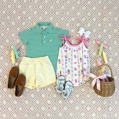 Prim and Proper Polo Kiawah Kelly Green Stripe Bellport Y Stripe SS