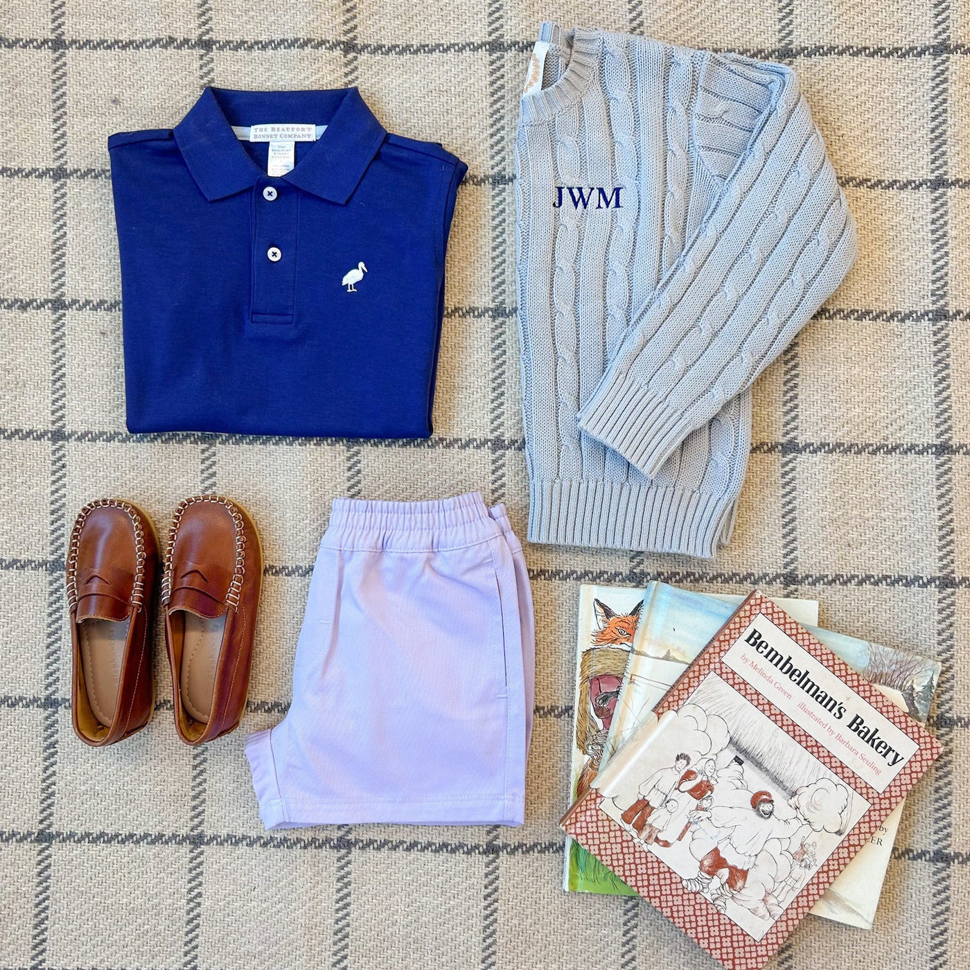 Prim and Proper Polo Nantucket Navy Multi Stork SS