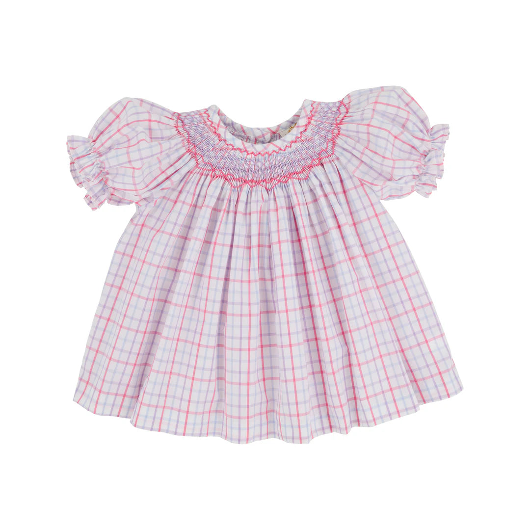 Bettye Sue Smocked Top SS Winter Park Windowpane