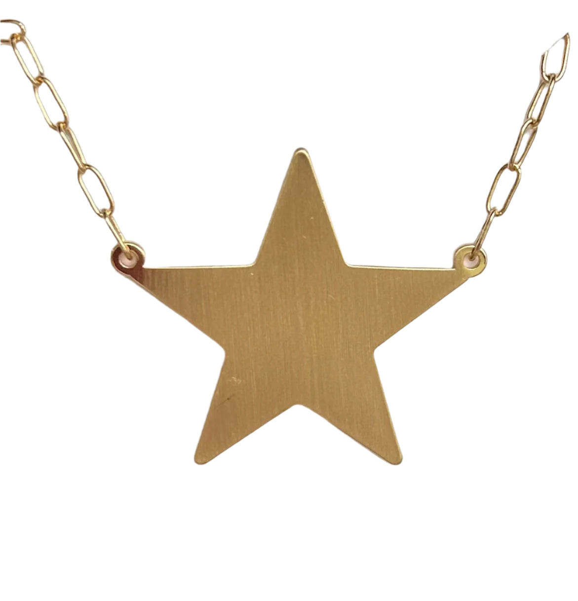 Large Gold Star With Paperclip Chain Necklace