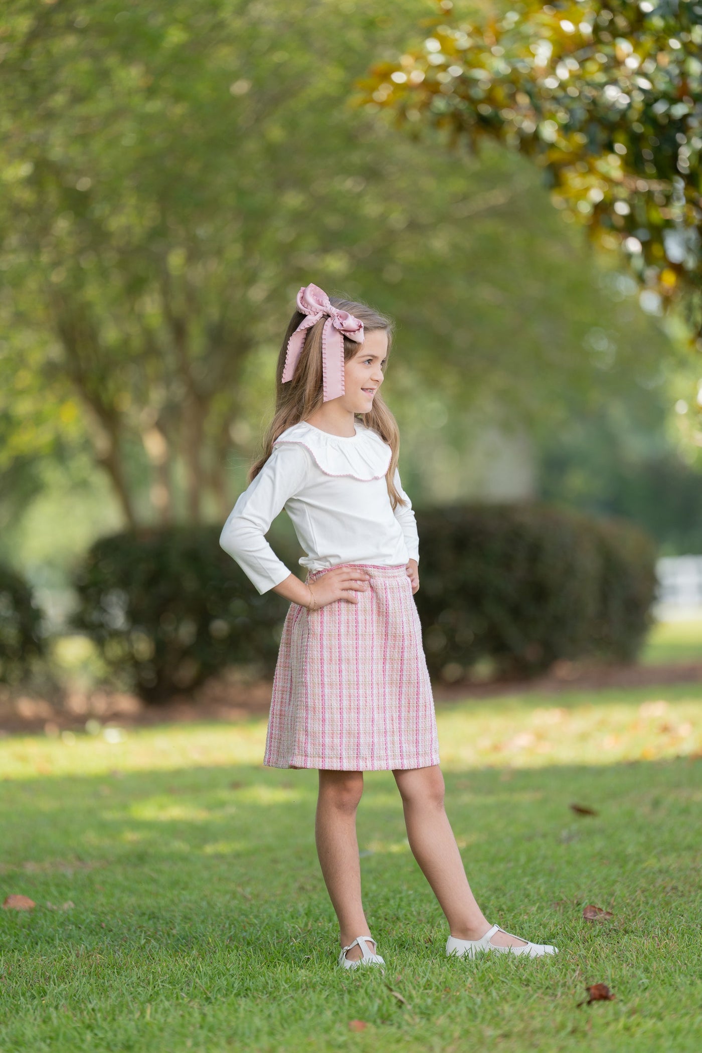 Kimberly Pink Brown Tweed Skirt