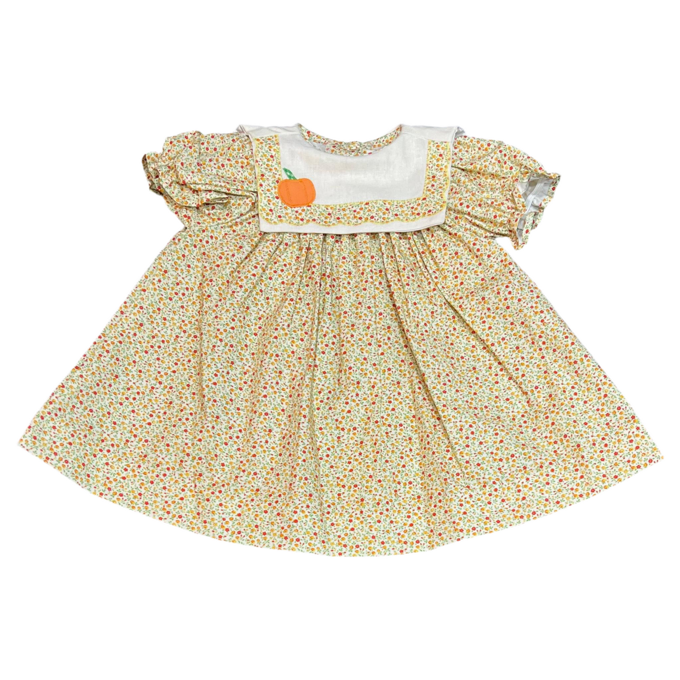 Floral Float Dress with Pumpkin Collar