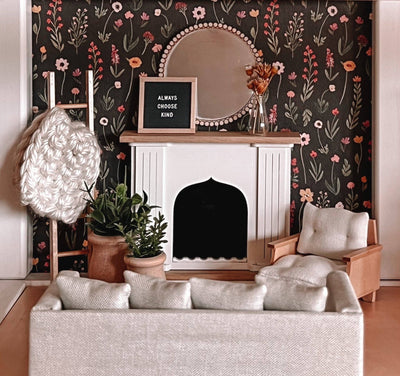 Dollhouse Round Beaded Mirror | Natural Wood