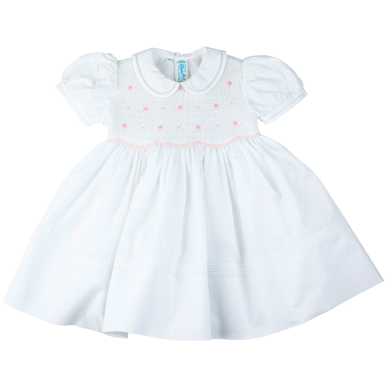 White Smocked Rosebud Dress