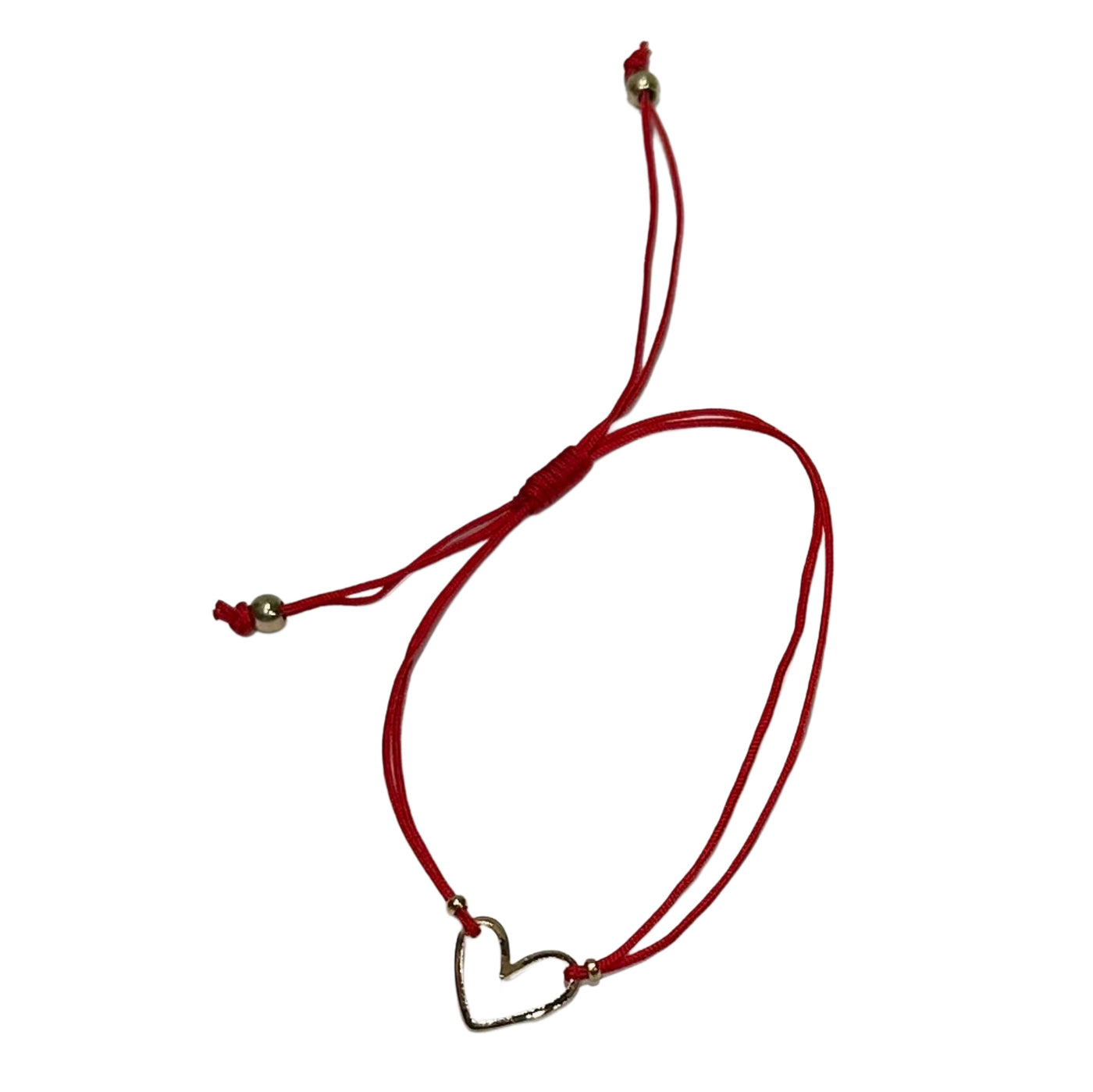 Drawstring Bracelet with Gold Heart Charm (7 Colors)