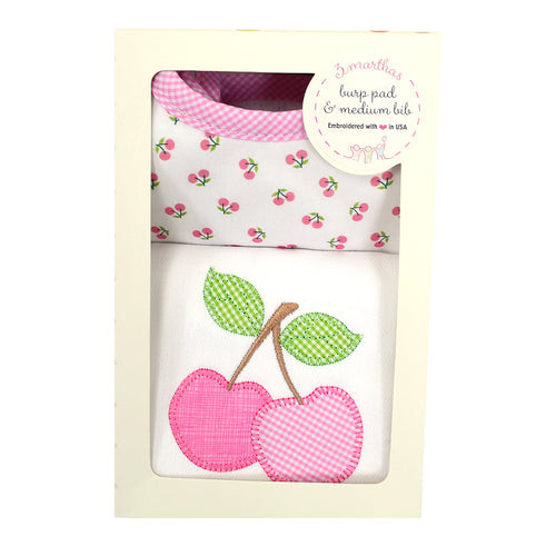 Cherries Bib & Burp Box Set