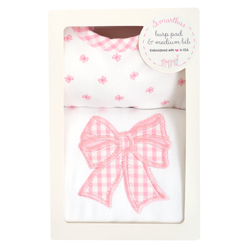 Pink Bow Bib & Burp Box Set