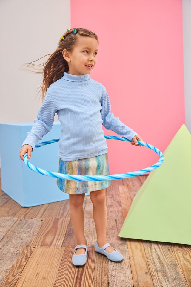 Mini Skirt Blue Multi Stripe Wool