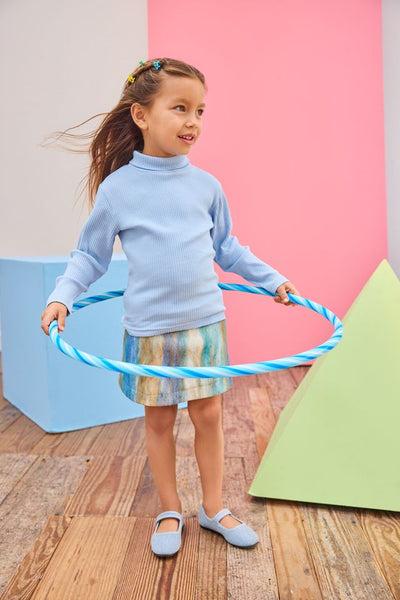 Mini Skirt Blue Multi Stripe Wool