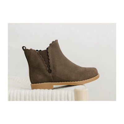 Nicola Scalloped Chelsea Boot Brown
