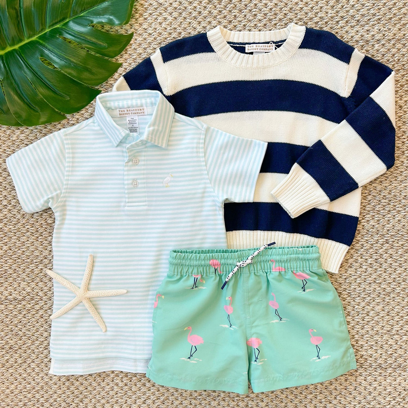 Prim and Proper Polo Sea Island Seafoam Multi Stork SS