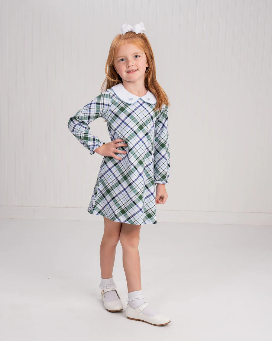 Presley Kait Ivy League Plaid LS Dress