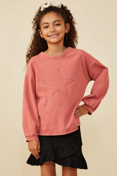 Star Patched Top Red